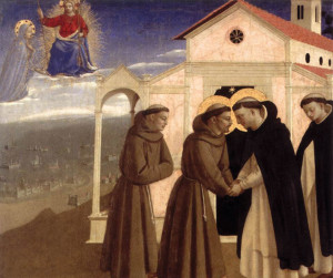 The Meeting of St Francis and St Dominic by Fra Angelico (1429)